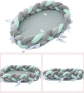 Woven twist baby bionic bed in cotton, shown in green, star, and yellow colour options.