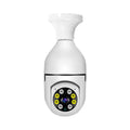 Wireless bulb security camera with plastic and metal construction measuring 5cm by 12cm