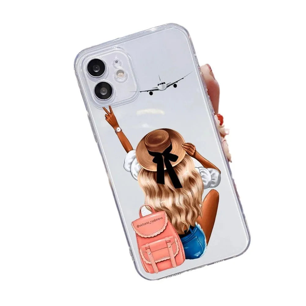 Fashion bikini girl iPhone case with braided design, soft TPU shell, fall protection, painted finish.