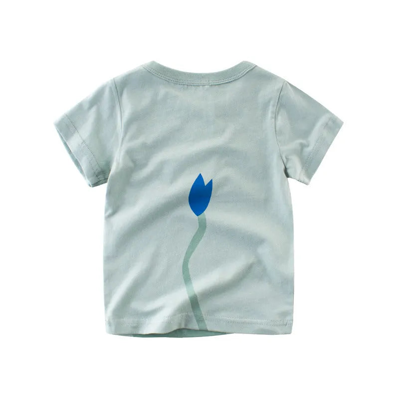 Children's T-shirt with animal print designs in cotton blend fabric available in multiple sizes