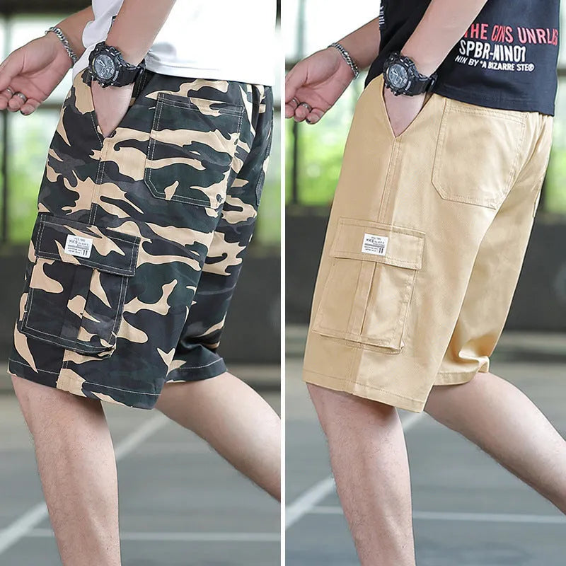 Men's loose Korean style trousers with a gradient giraffe pattern in camouflage colour