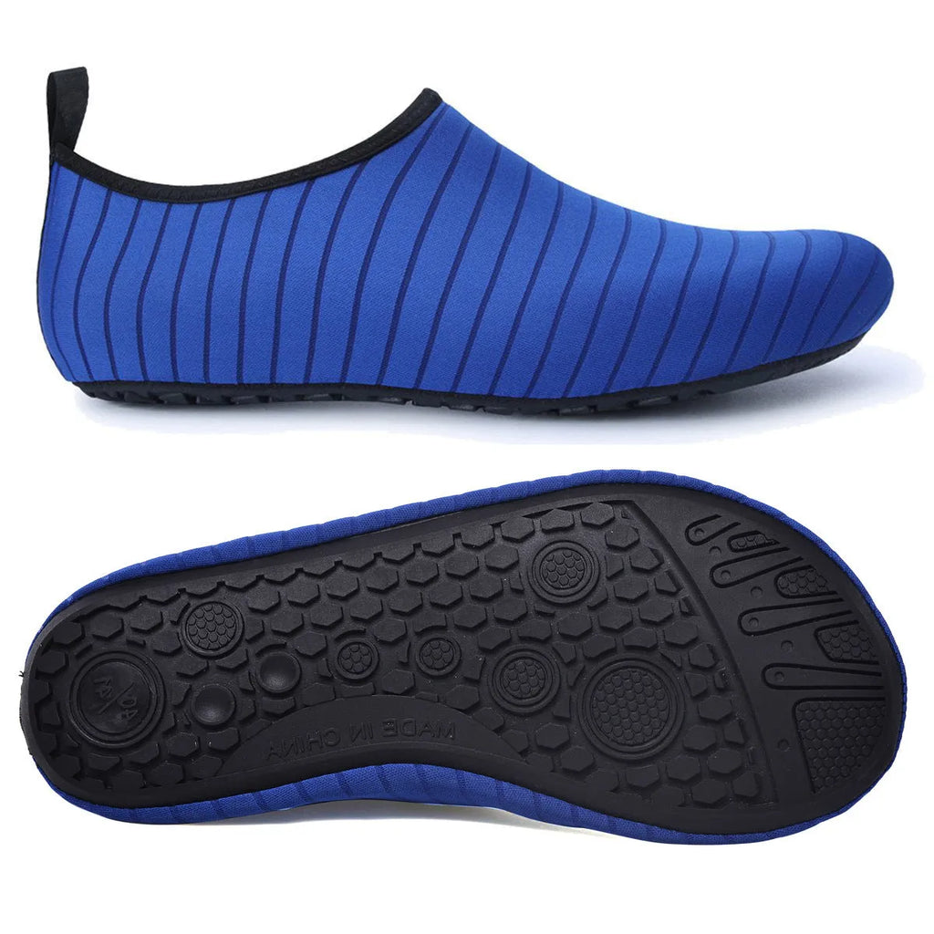 Barefoot aqua shoes with mesh upper and rubber sole for beach swim yoga, unisex adult sizes