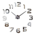 Silver round acrylic DIY wall clock for living room or office