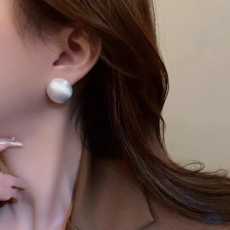 Matte brushed bean earrings for women in Gold and White colour options with a low-profile versatile design