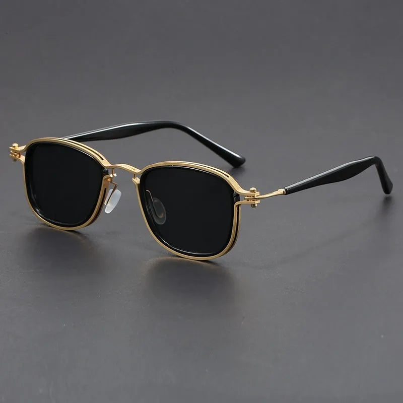 Retro-style square frame sunglasses with a metal and plastic build in a two-tone colour option.