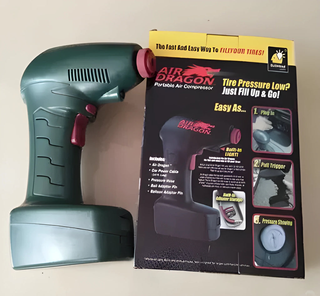 Portable 12V electric car tyre inflator pump with power cable and air hose