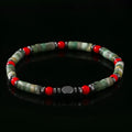 Bohemian style bracelet with cylindrical natural stone beads and hand-woven texture for men