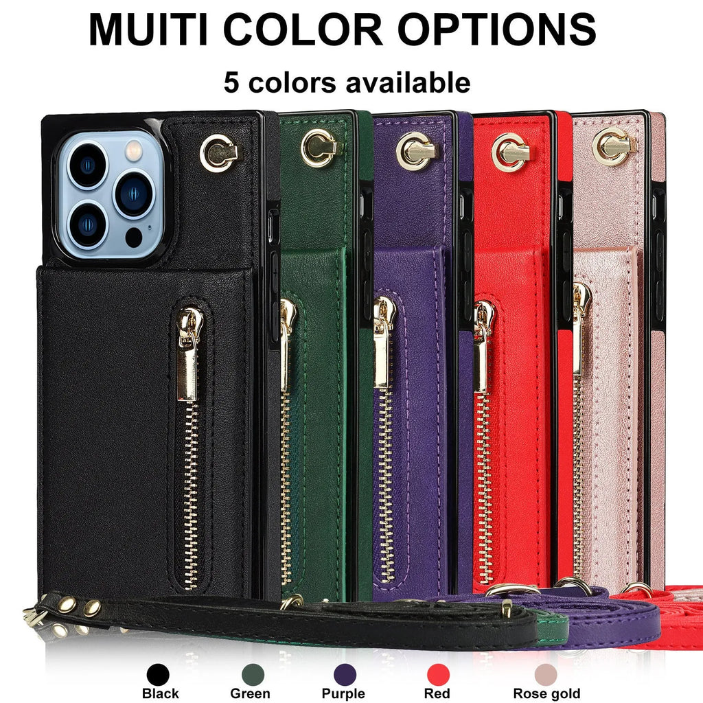 Personality crossbody rope phone case for iPhone with TPU/PU shockproof protection and long lanyard