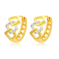 Gold geometric hollow-out clip-on earrings with electroplated alloy construction
