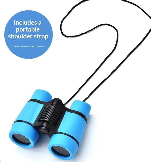 Kids toy telescope 4X30 HD portable binoculars with flat leather body in blue
