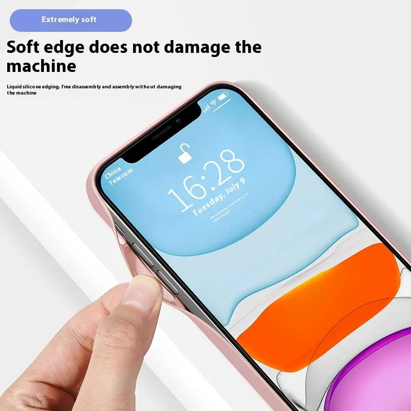 White tempered glass drop-resistant phone case with simple painting finish for iPhone 11 to 15 series