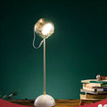 Glass lampshade desk lamp with dimmable LED light and touch switch.