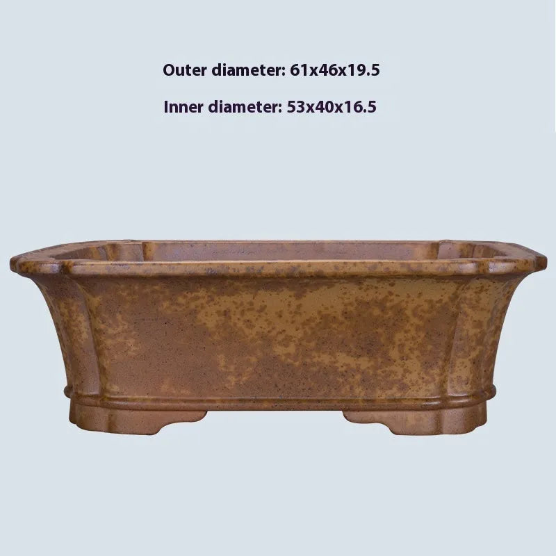 Large rectangular purple sand flowerpot with a double pumping angle design, shown on a floor.