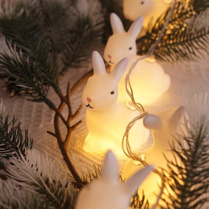 Easter plastic egg lamp string with 10 warm white lights on 1.5m wire, Cross or Smile style