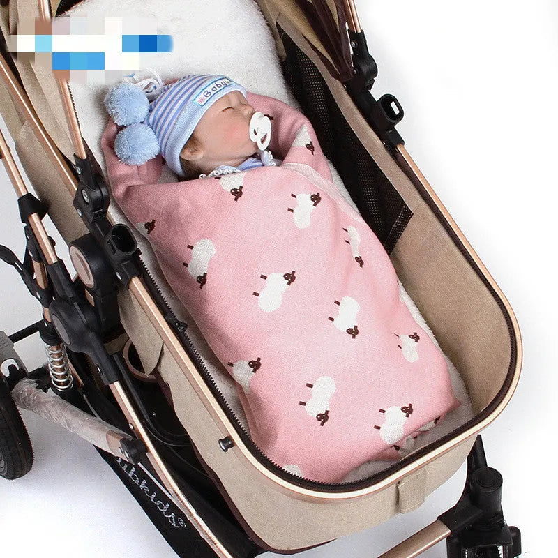 Grey and pink 100x80 cm baby sheepskin blanket and windproof cover made from 100% cotton