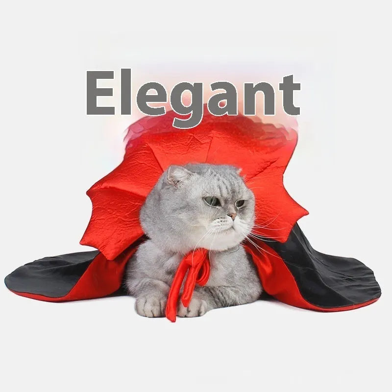 Black and red Halloween pet costume for cats and dogs with free-size polyester construction