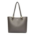 Women's large capacity crossbody tote bag in PU leather with stitching detail in brown colour