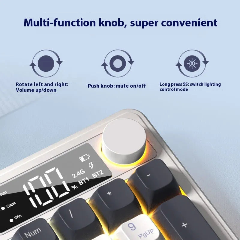 Blue white wireless mechanical keyboard and mouse combo with USB-C cable