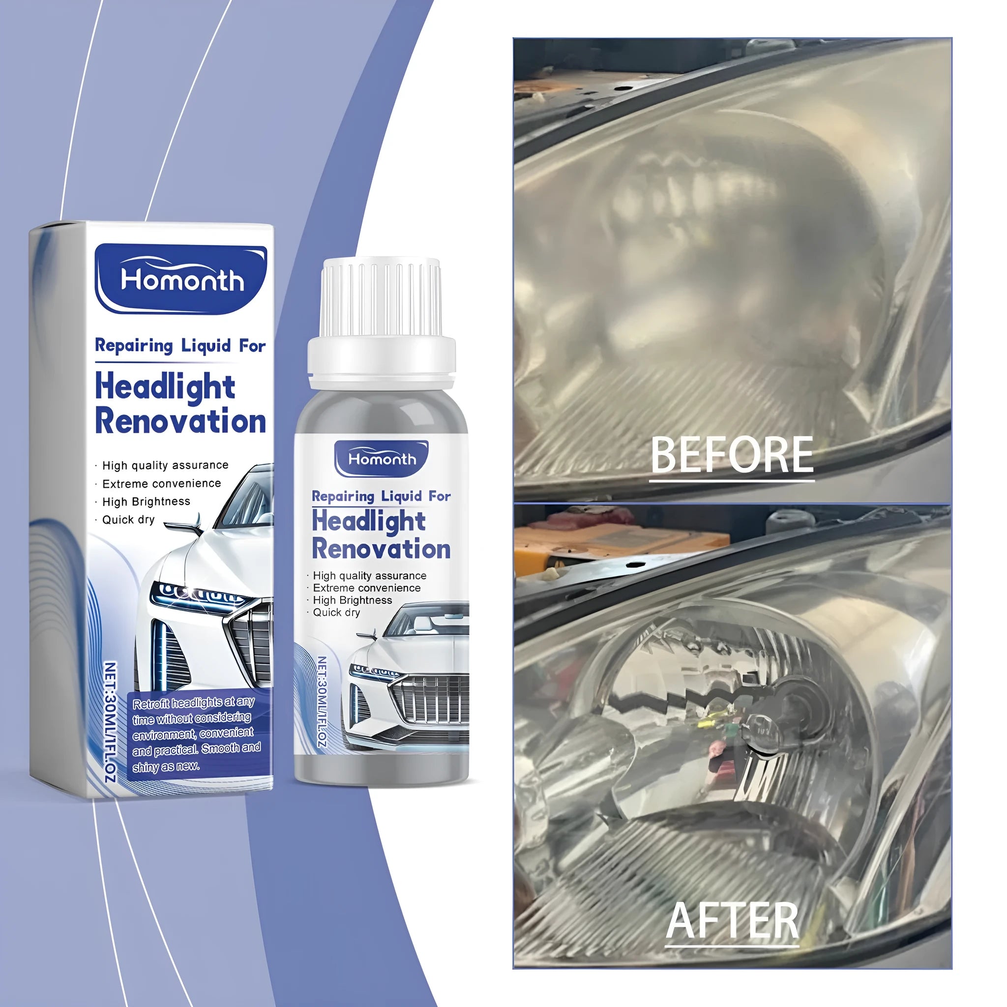 Car headlight repair essence 30ml in a compact pen bottle with Nano silicone formula