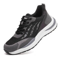 Men's black grey electrician safety shoes with plastic toe cap and lace-up closure