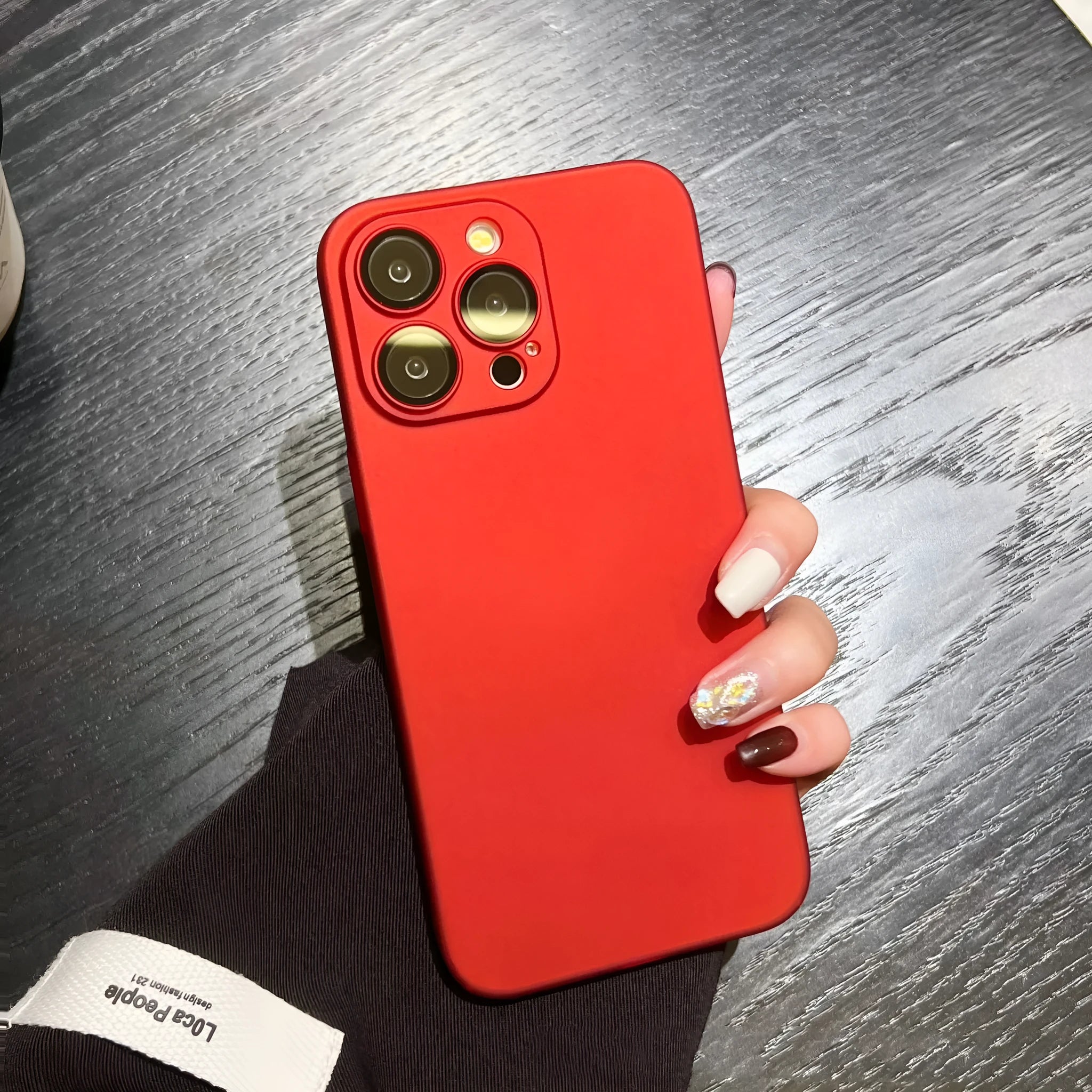 Ultra-thin frosted hard PC phone case for iPhone models 11 to 17 Pro Max, glaring gold with Chinese red accent