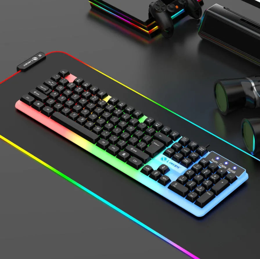 Mechanical feeling computer keyboard with USB cable in multiple colour options