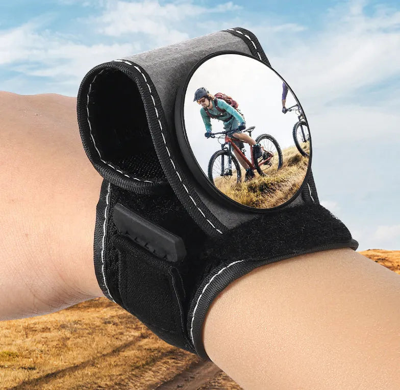 Black nylon bicycle wrist rear-view mirror for cycling safety