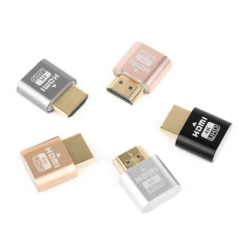 HDMI virtual display dummy plug with 26.5mm interface length in gold silver black options
