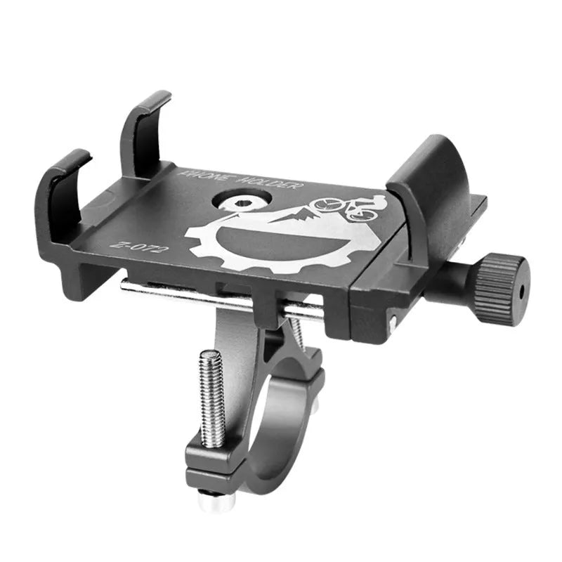Aluminum shockproof phone holder for outdoor cycling in black, red, grey, and titanium colour options