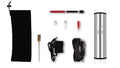 Digital display inflatable pump cylinder with stainless steel finish and hose attached