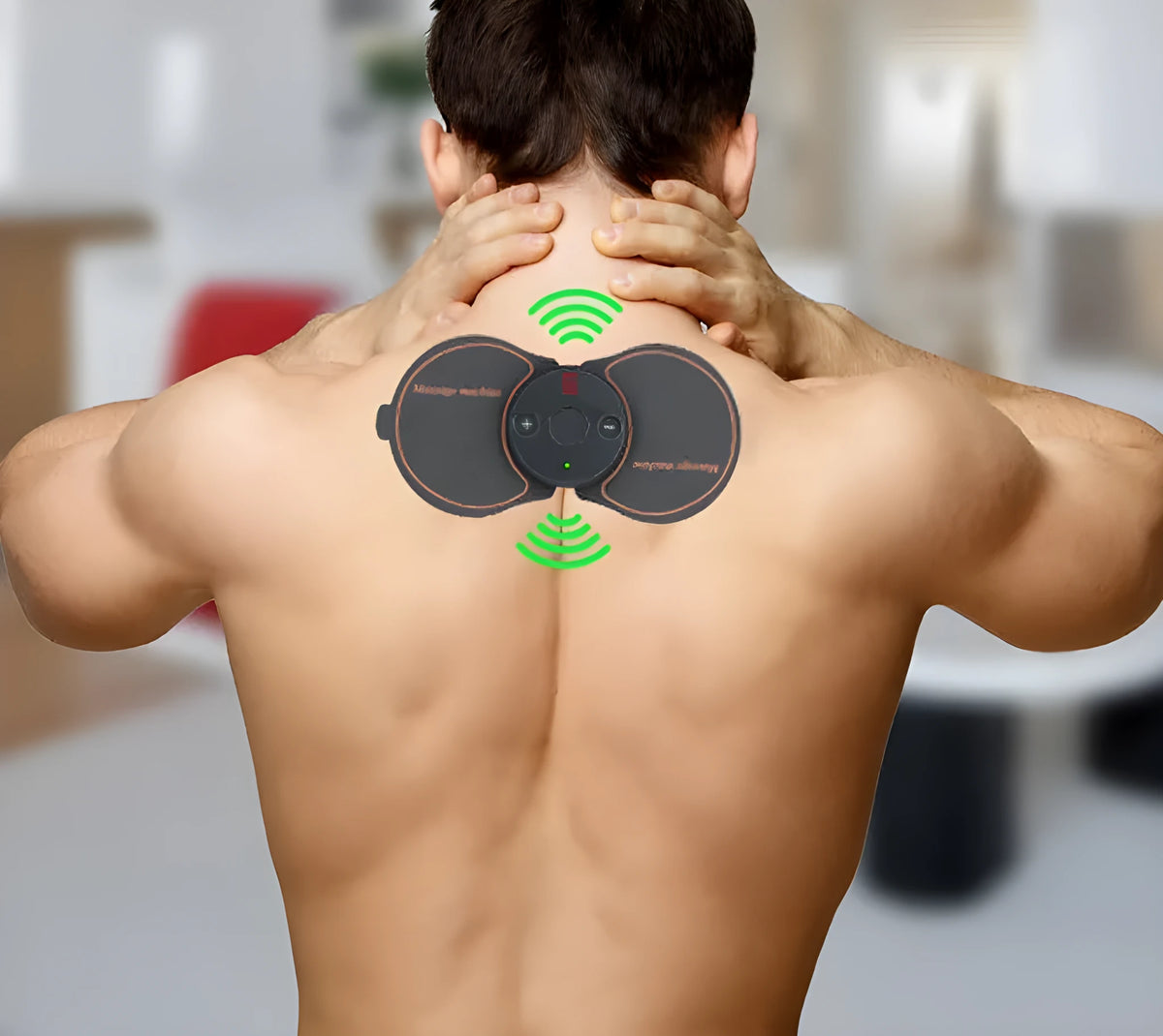 Mini electronic pulse massager, 25g, 13.7cm x 6.7cm x 1cm, for shoulder and neck, in black, blue, pink or white