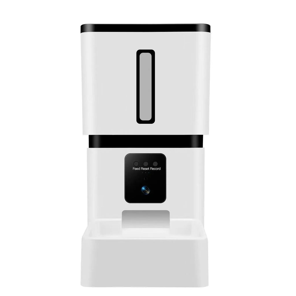 White 8L WiFi intelligent pet feeder with automatic timing and quantitative dispensing for dogs and cats