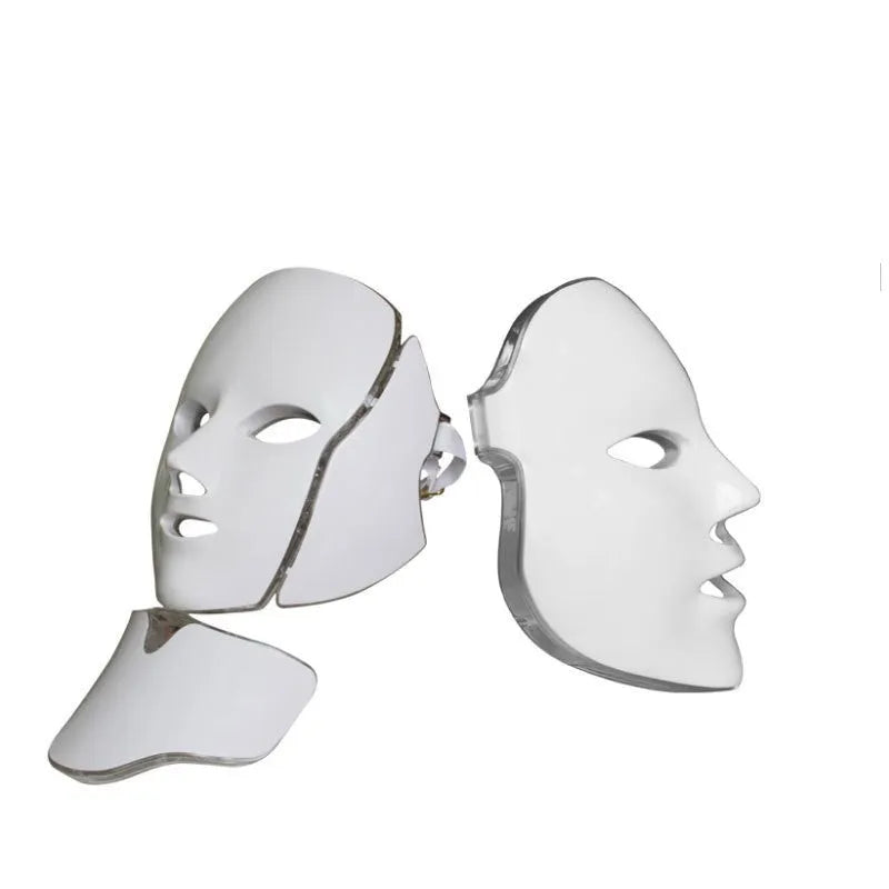 LED colour light mask beauty instrument with 7 coloured lights, compact 240x240x170mm size, on a clean surface with UK plug