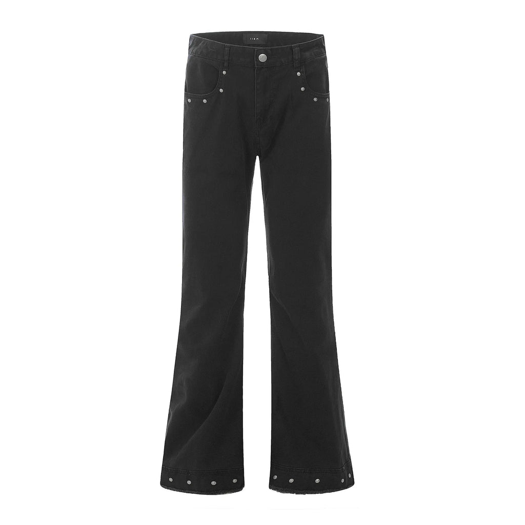 Cotton American retro skinny jeans in black colour with straight-leg trousers design