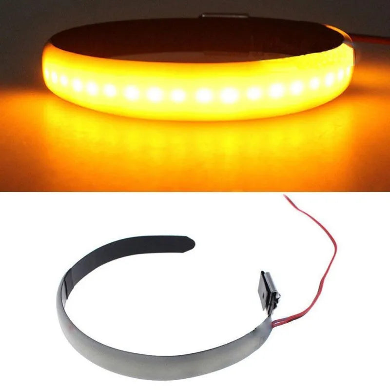 Motorcycle front shock LED ring turn signal yellow light universal fit 12V