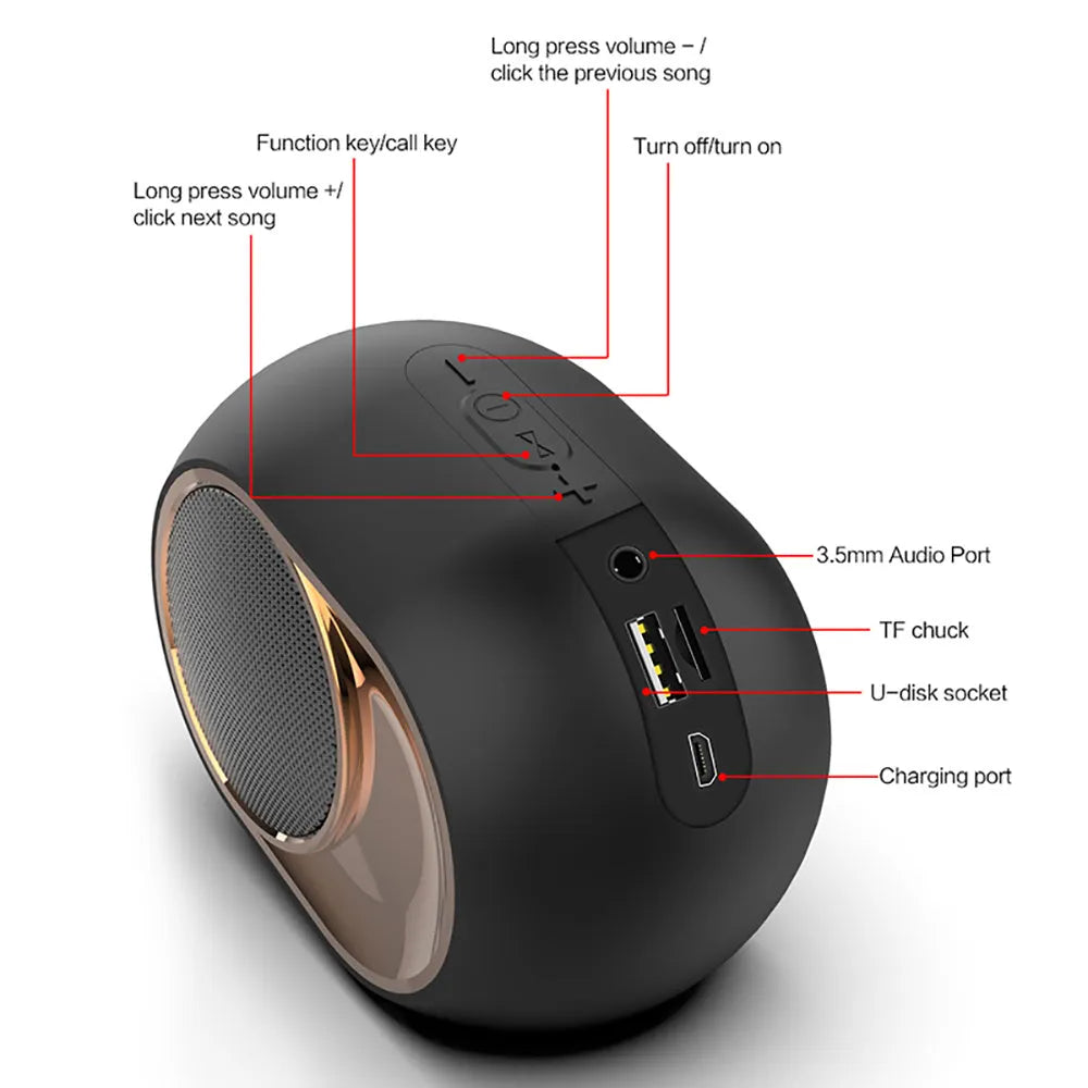 X6 Bluetooth speaker subwoofer wireless in black with front grille and control buttons