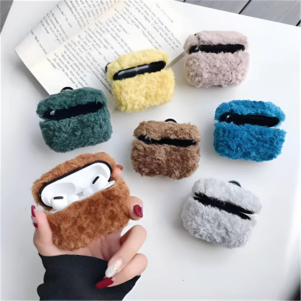 Simple lamb design AirPods cover case in blue, brown, green, grey, khaki, pink or yellow colour options.