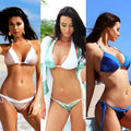 Women's split bikini swimsuit 2021 model blue colour front view