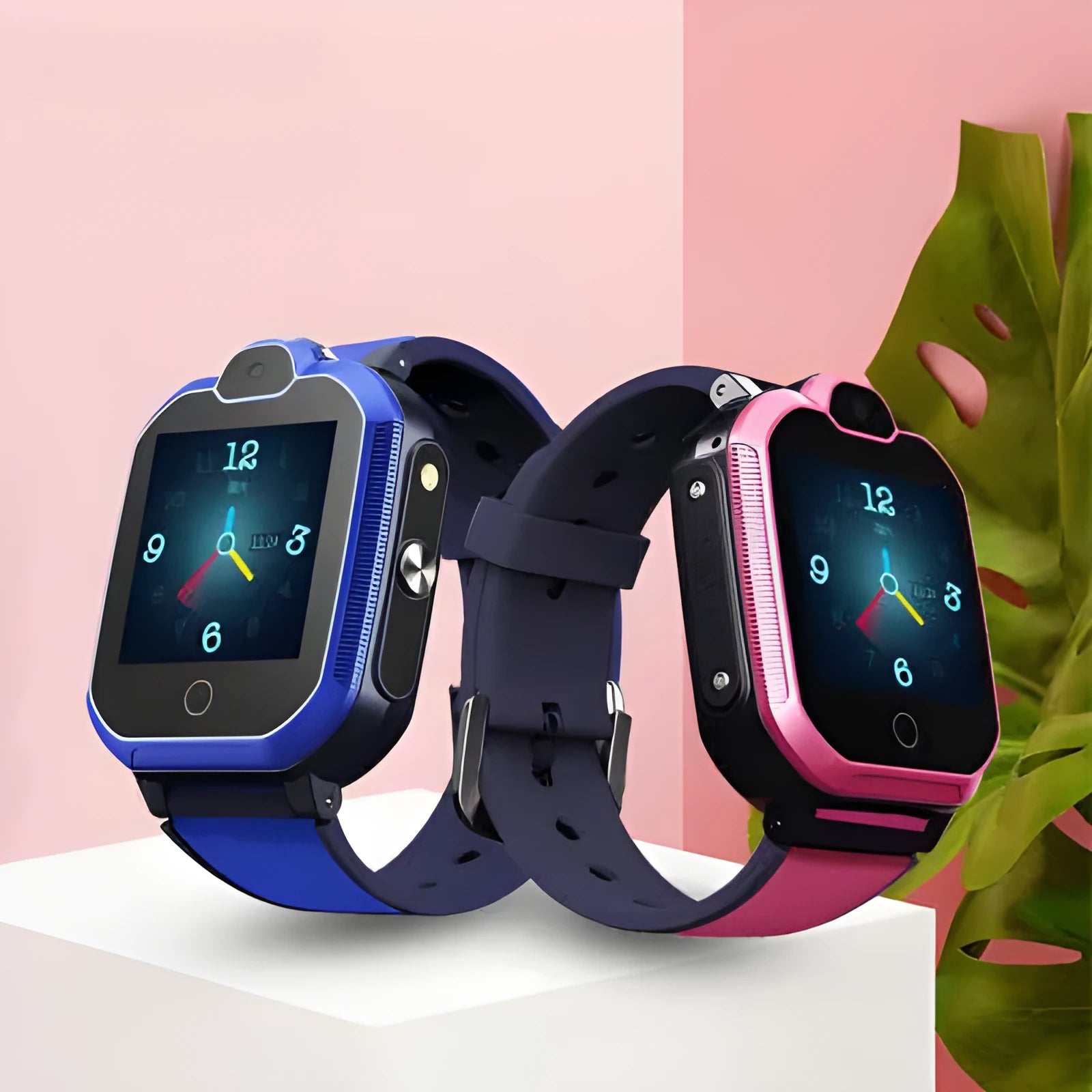 Children's 4G video calling smartwatch in blue with silicone strap and touch screen