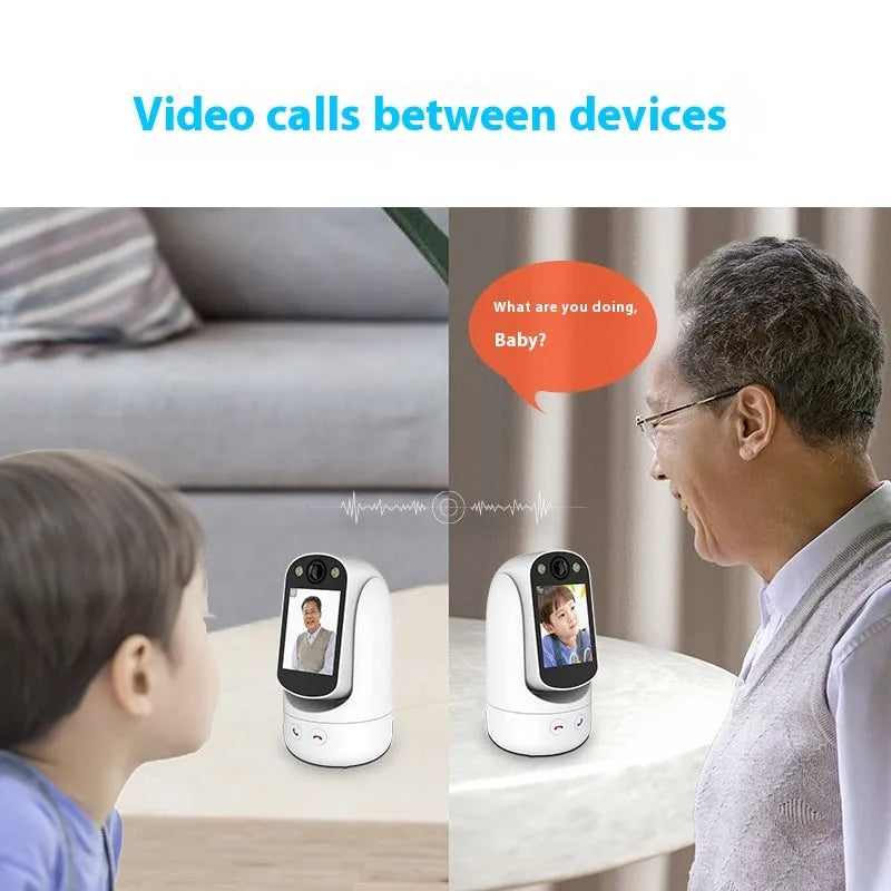 C20 white two-way video call surveillance camera with 2.8-inch IPS screen and 1080P HD lens