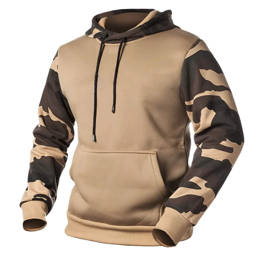 Men's camouflage pullover sweatshirt in Army Green, made from 100% polyester
