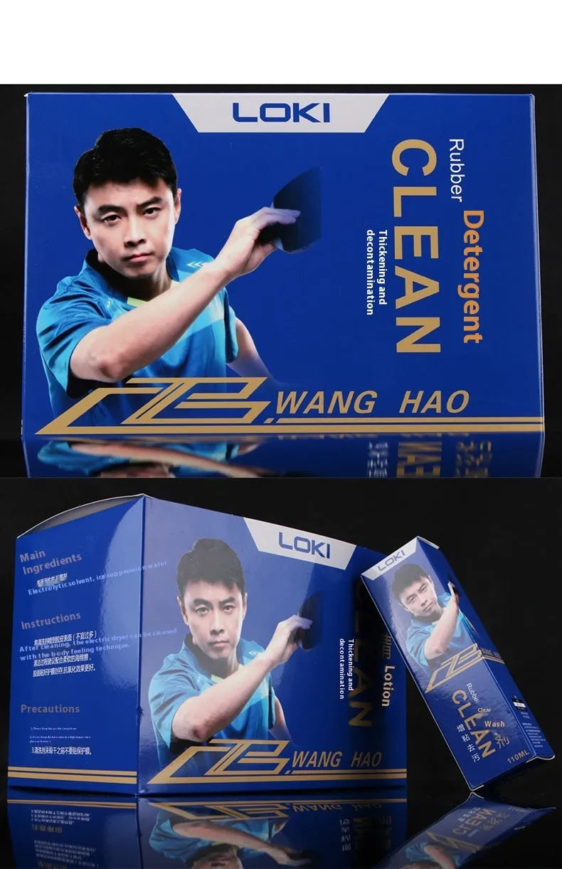 110ml bottle of table tennis rubber cleaning liquid with sponge applicator for paddle maintenance
