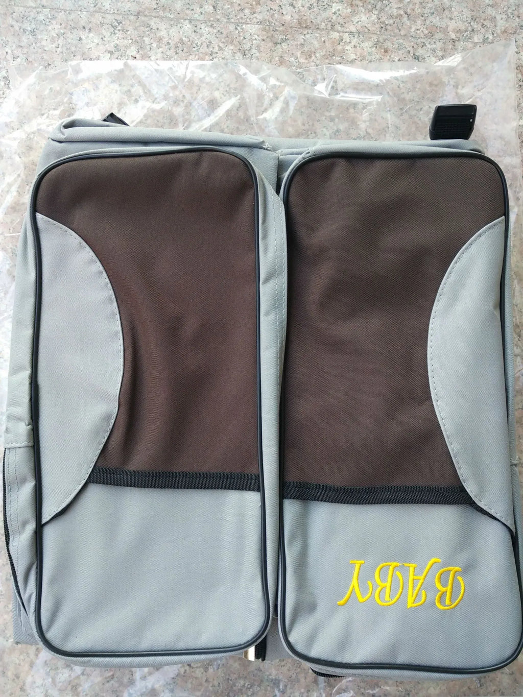 Baby portable travel bed mummy bag in 300D Oxford cloth, foldable design, shown in pink, red, dark blue, gray coffee, beige, gray blue, or coffee.