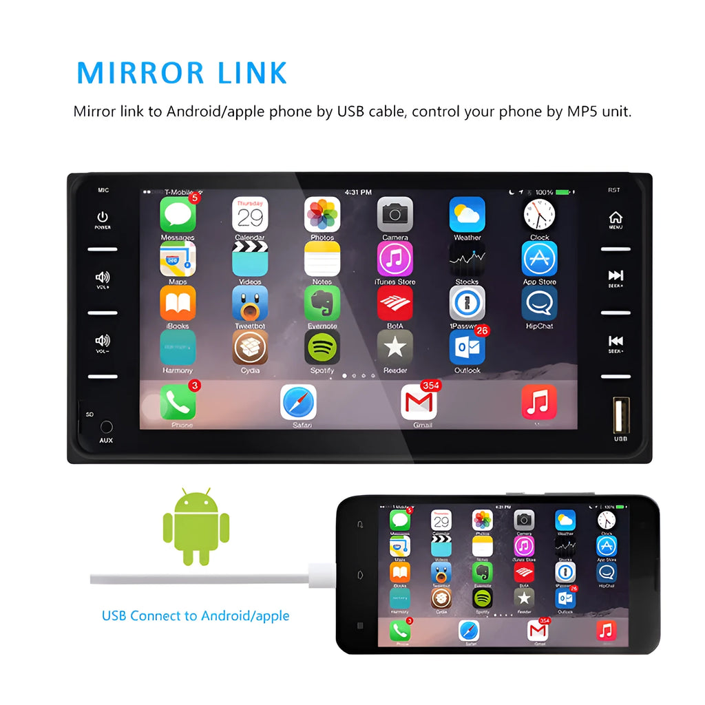 7 inch black car MP5 player touchscreen for Toyota Corolla with physical buttons