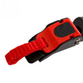 Three black and red plastic quick-release chin strap buckles for motorbike bicycle ATV helmets