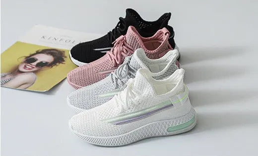 Casual travel shoes for women with soft sole denim upper in pink, black, white, grey colours