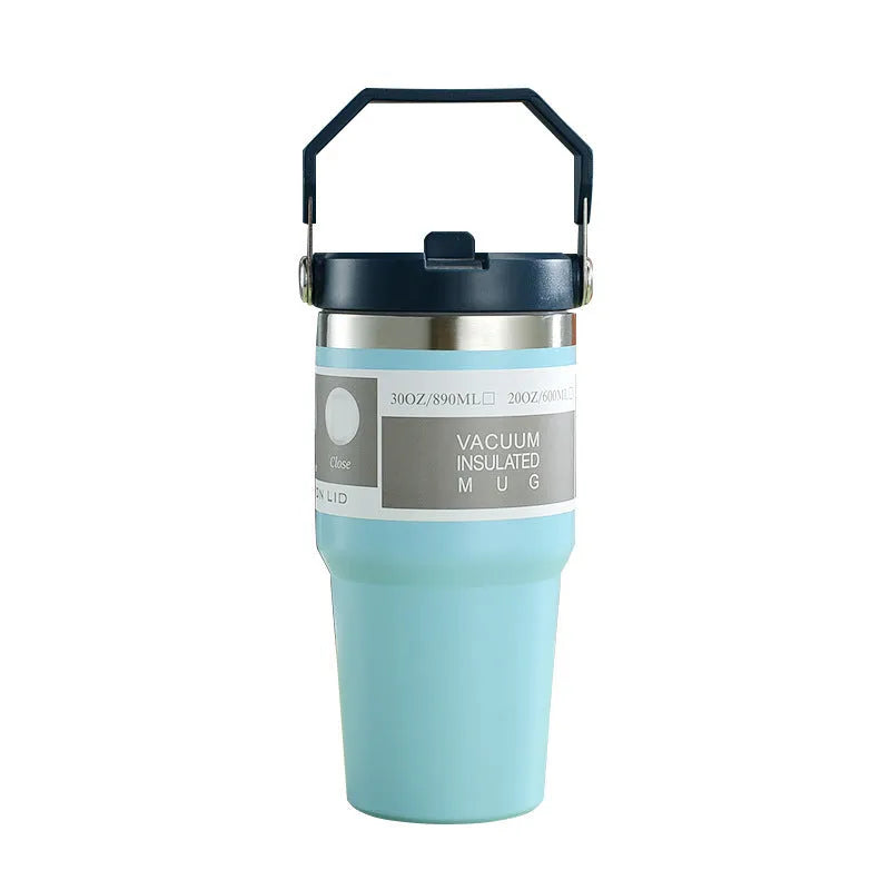 30oz stainless steel insulated travel tumbler with handle cover in multiple colour options