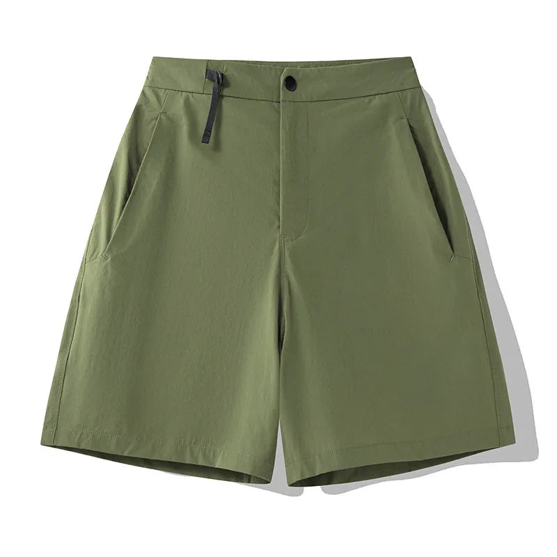 Men's quick-drying sports shorts in Army Green colour with 3D elastic construction.