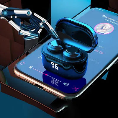 Black in-ear stereo Bluetooth headset with earplug-style design.