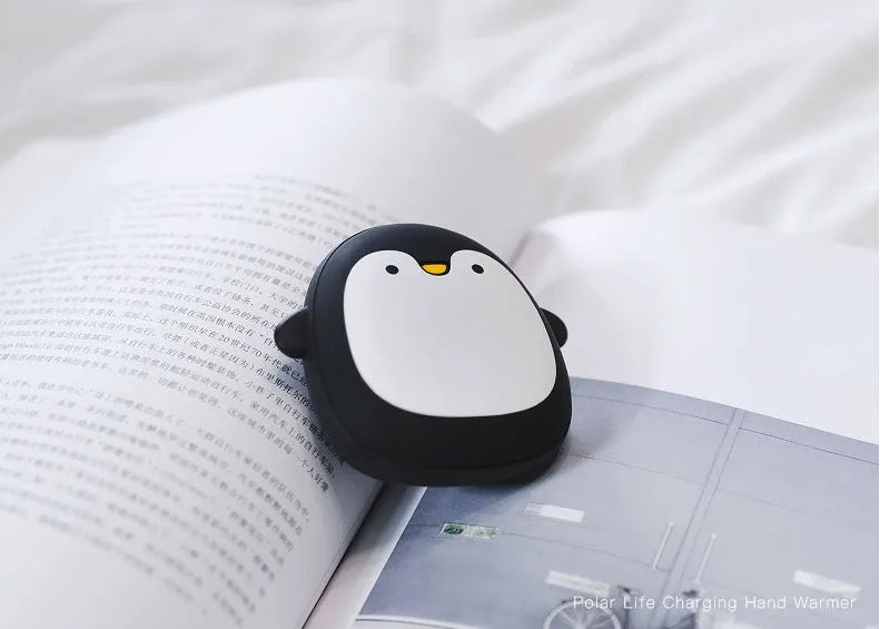 Cartoon penguin and polar bear USB rechargeable electric hand warmers with double-side heating